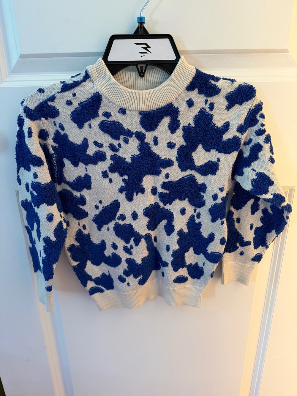HEMA Kids Blue Cream Textured Knit Sweater Organic Cotton 98/104 3-4Y NWOT
